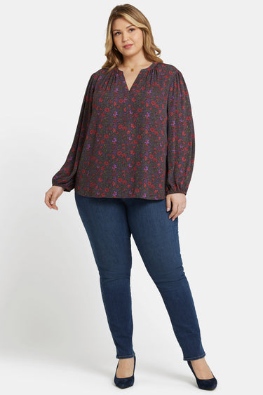 NYDJ Puff Sleeve Popover Top In Plus Size  - Matilde Meadow