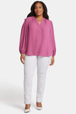 NYDJ Puff Sleeve Popover Top In Plus Size  - Mauve Haze