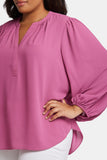 NYDJ Puff Sleeve Popover Top In Plus Size  - Mauve Haze