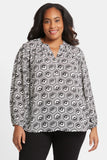 NYDJ Puff Sleeve Popover Top In Plus Size  - Night Owl