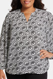 NYDJ Puff Sleeve Popover Top In Plus Size  - Night Owl