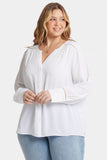 NYDJ Liliana Peasant Blouse In Plus Size  - Optic White