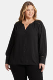 NYDJ Liliana Peasant Blouse In Plus Size  - Black