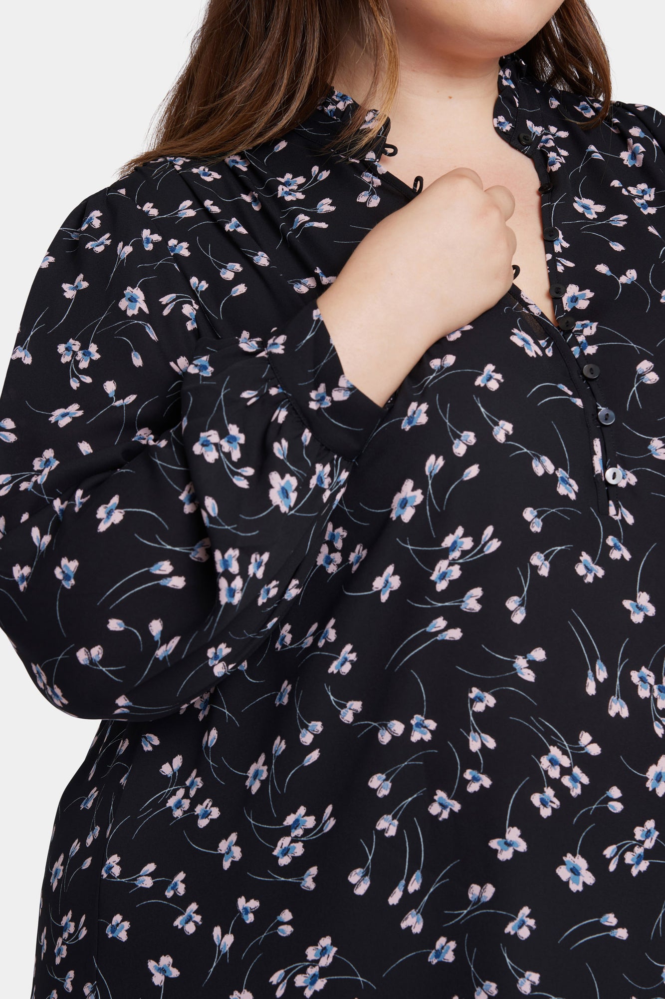 NYDJ Hannah Blouse In Plus Size  - Cascade Petals