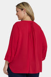 NYDJ Pintuck Blouse In Plus Size  - Carnelian