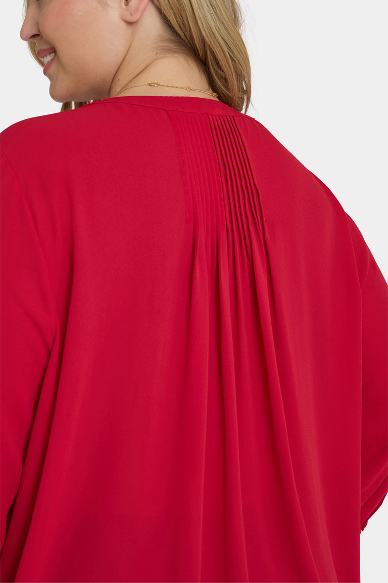 NYDJ Pintuck Blouse In Plus Size  - Carnelian