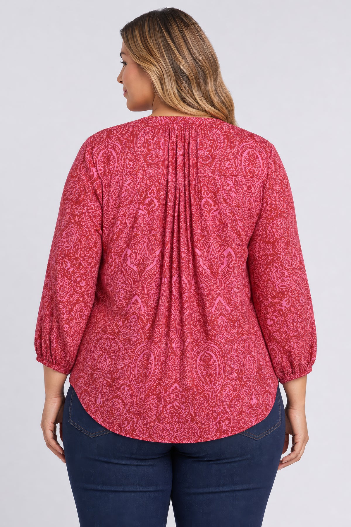 NYDJ Pintuck Blouse In Plus Size  - Paisley Rose