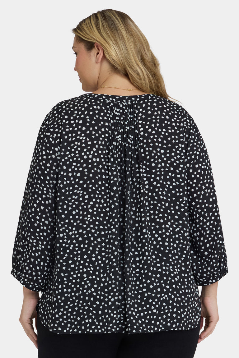 NYDJ Pintuck Blouse In Plus Size  - Francoise Dots