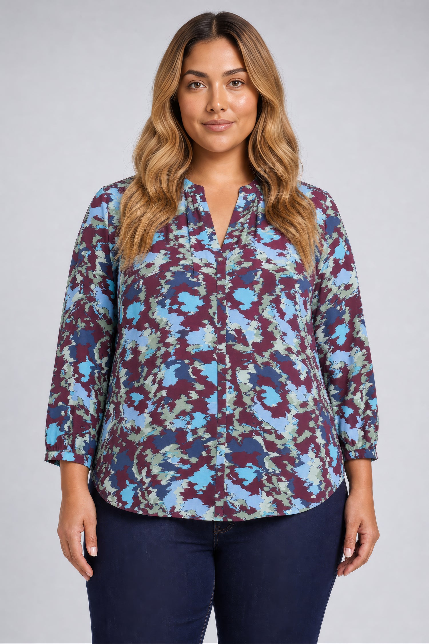 NYDJ Pintuck Blouse In Plus Size  - Boundless Mauve