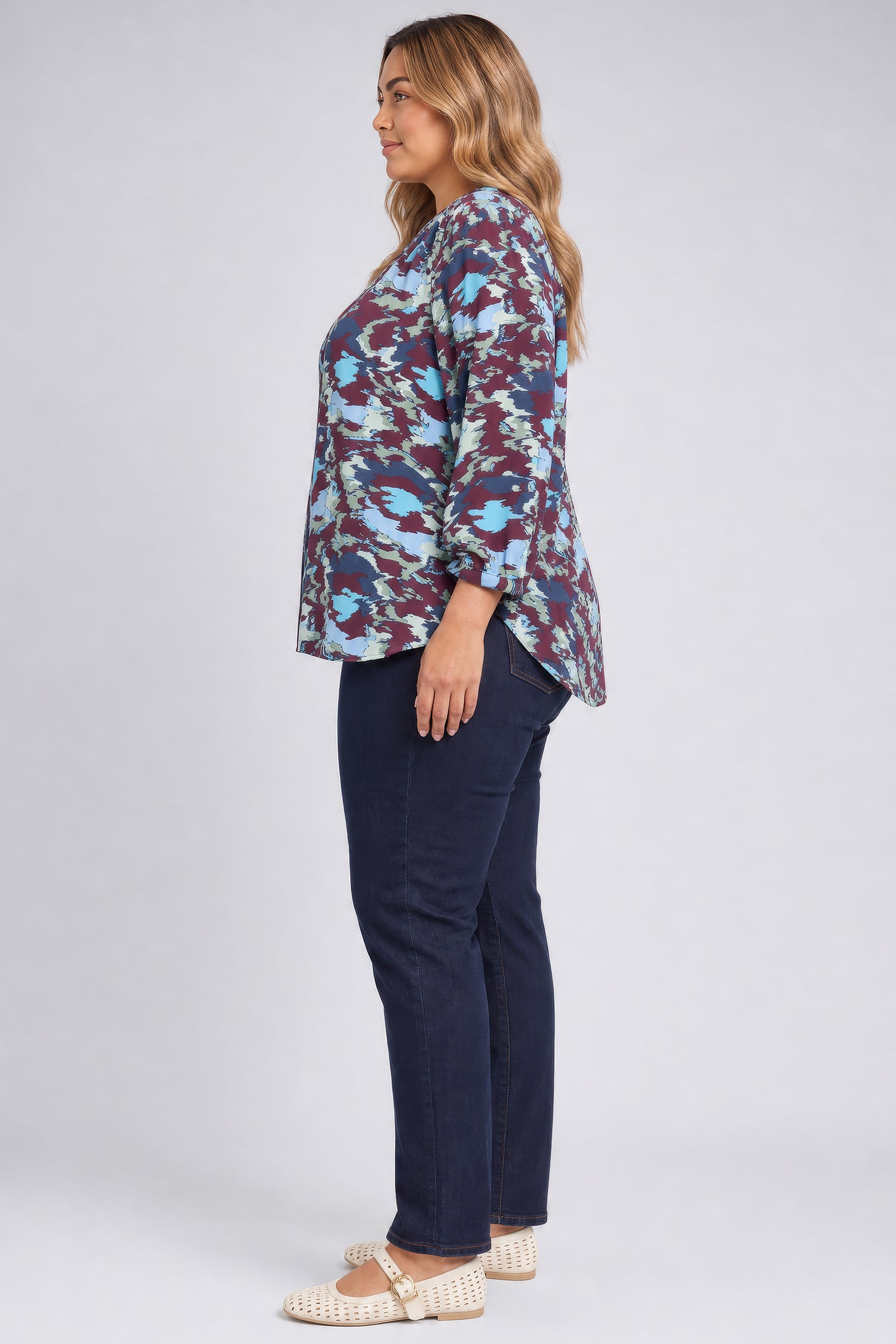 NYDJ Pintuck Blouse In Plus Size  - Boundless Mauve