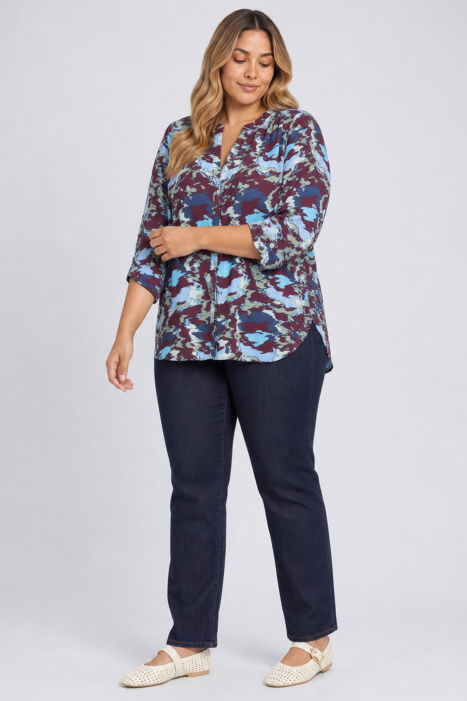 NYDJ Pintuck Blouse In Plus Size  - Boundless Mauve