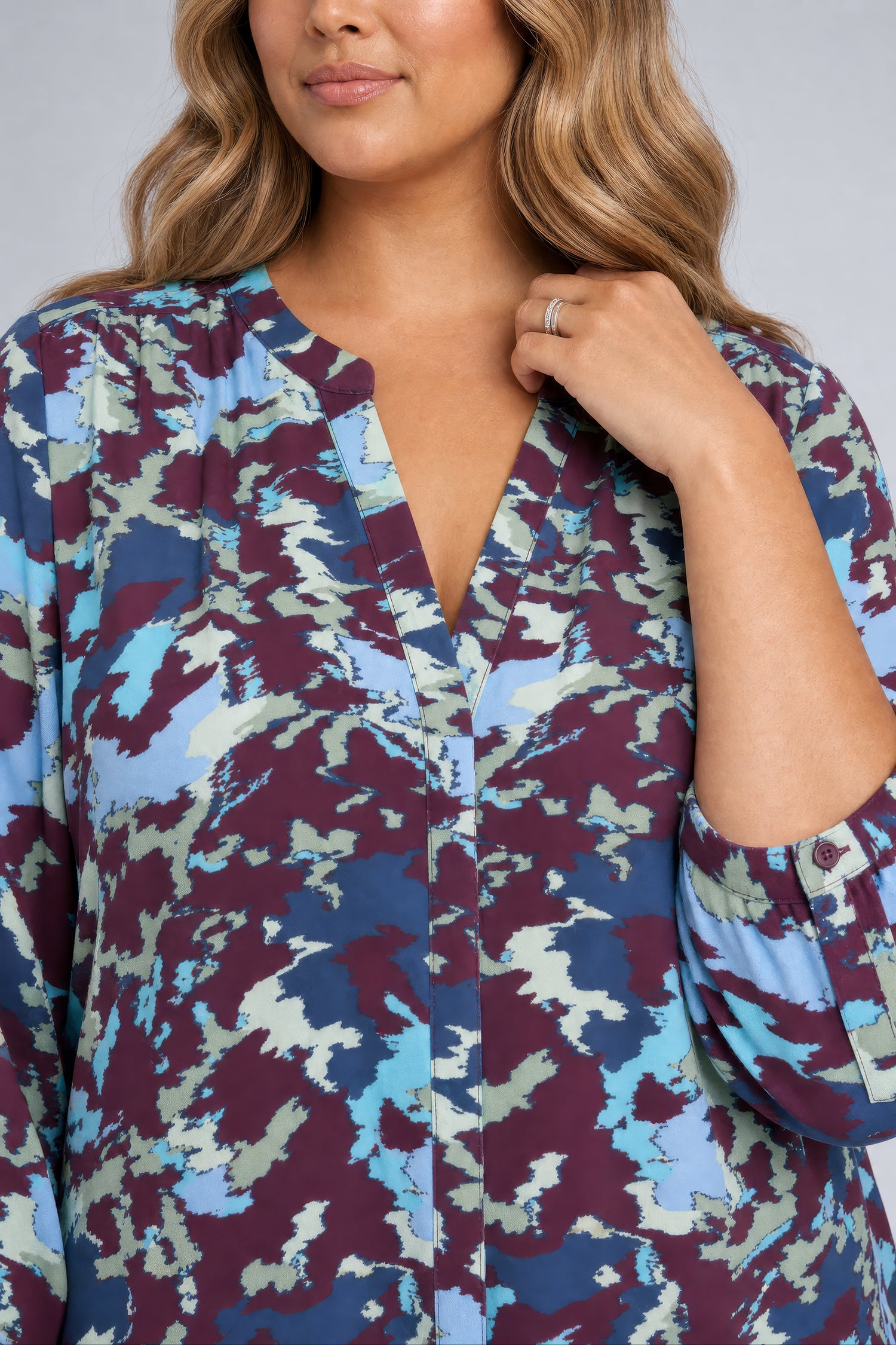 NYDJ Pintuck Blouse In Plus Size  - Boundless Mauve