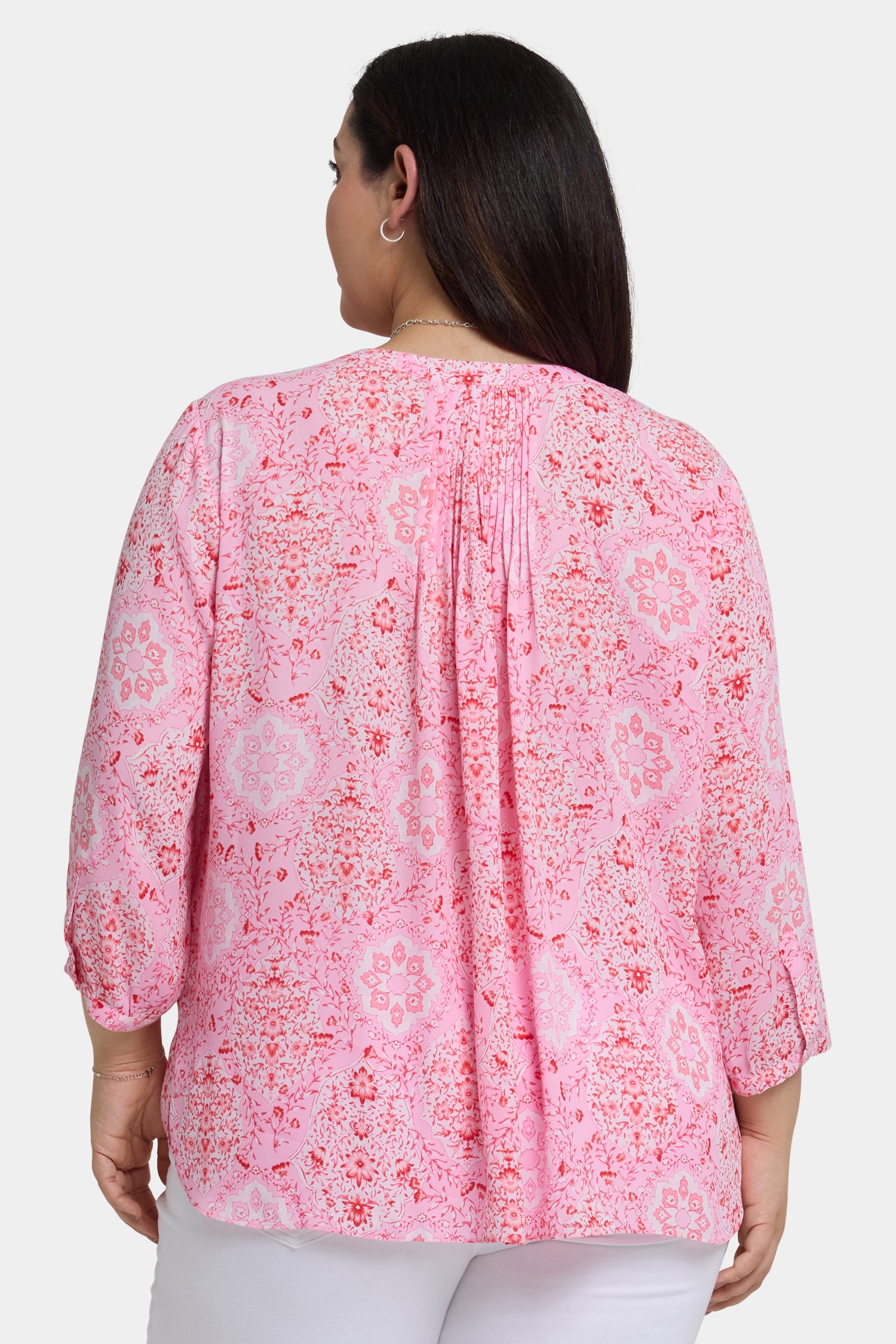 NYDJ Pintuck Blouse In Plus Size  - Isla Magica