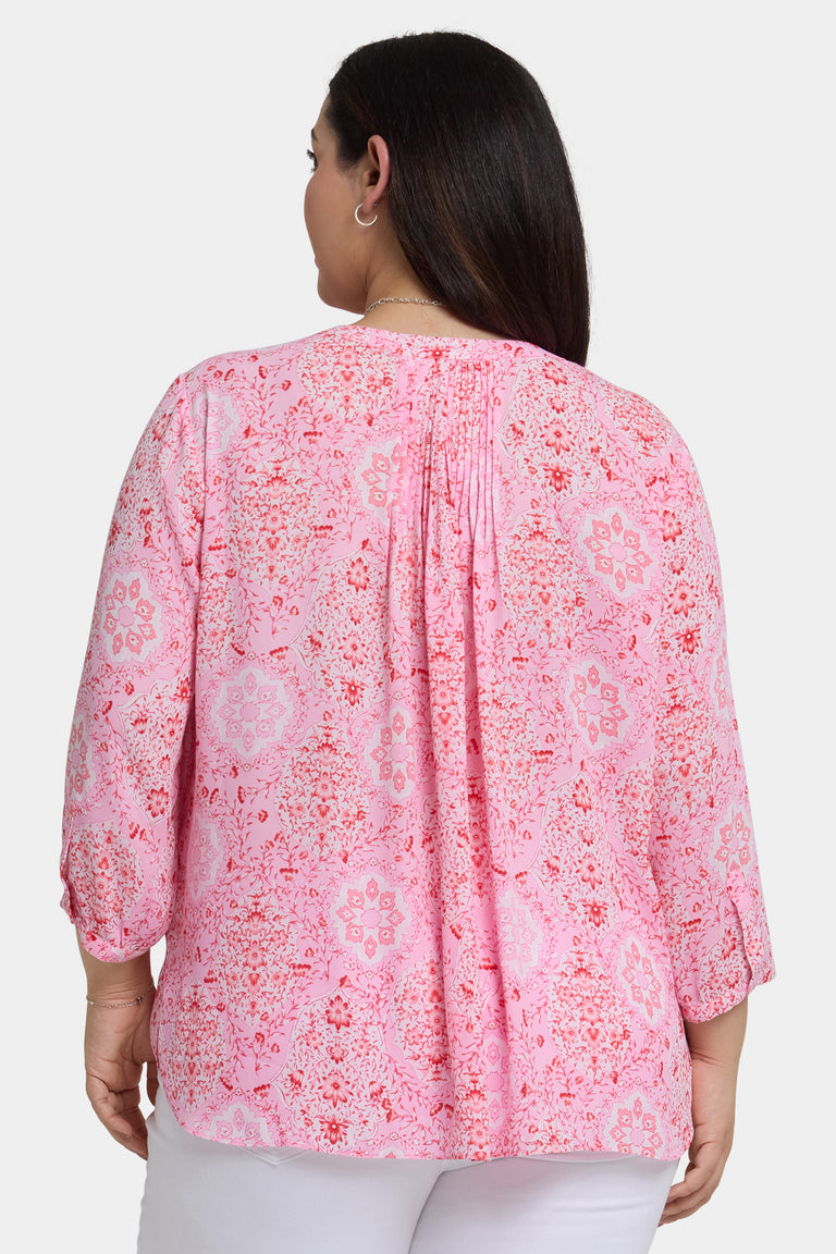 NYDJ Pintuck Blouse In Plus Size  - Isla Magica