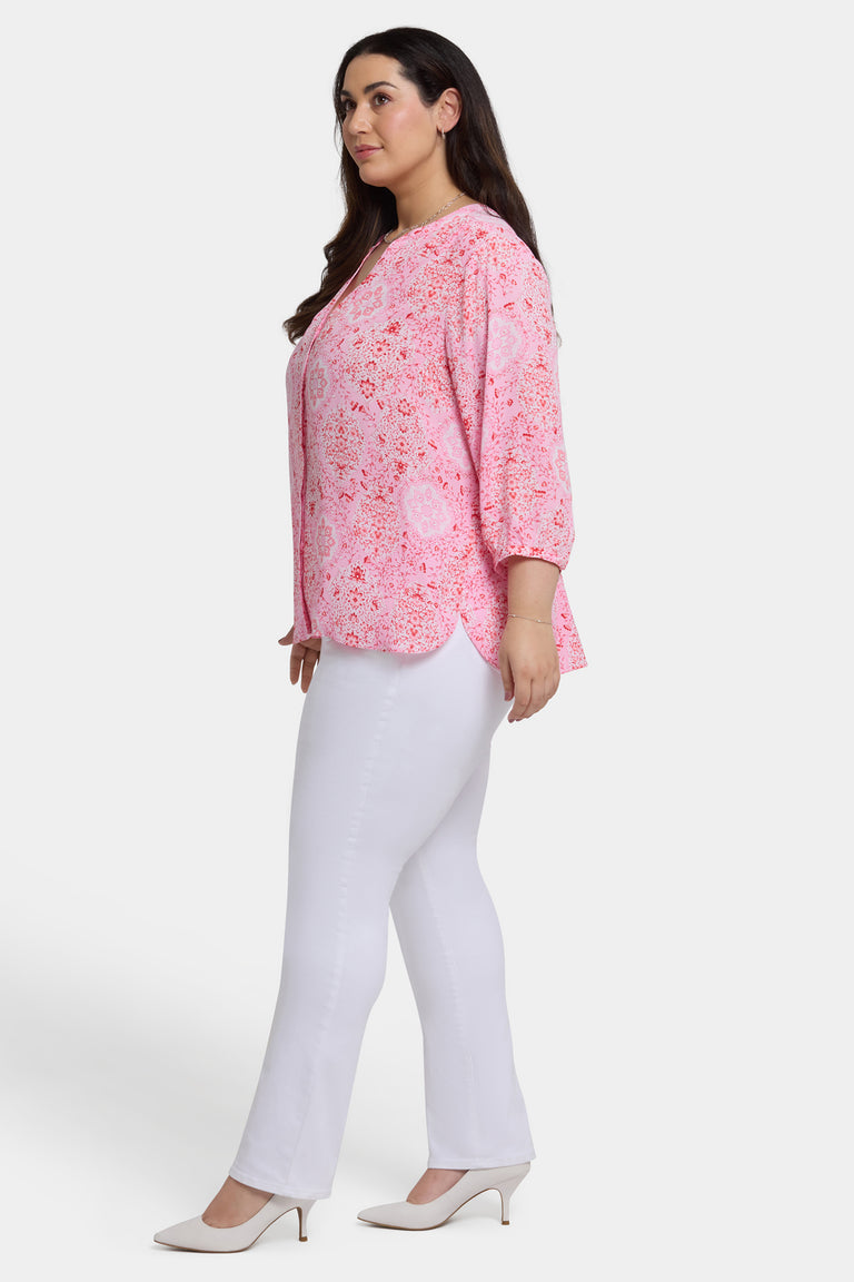 NYDJ Pintuck Blouse In Plus Size  - Isla Magica