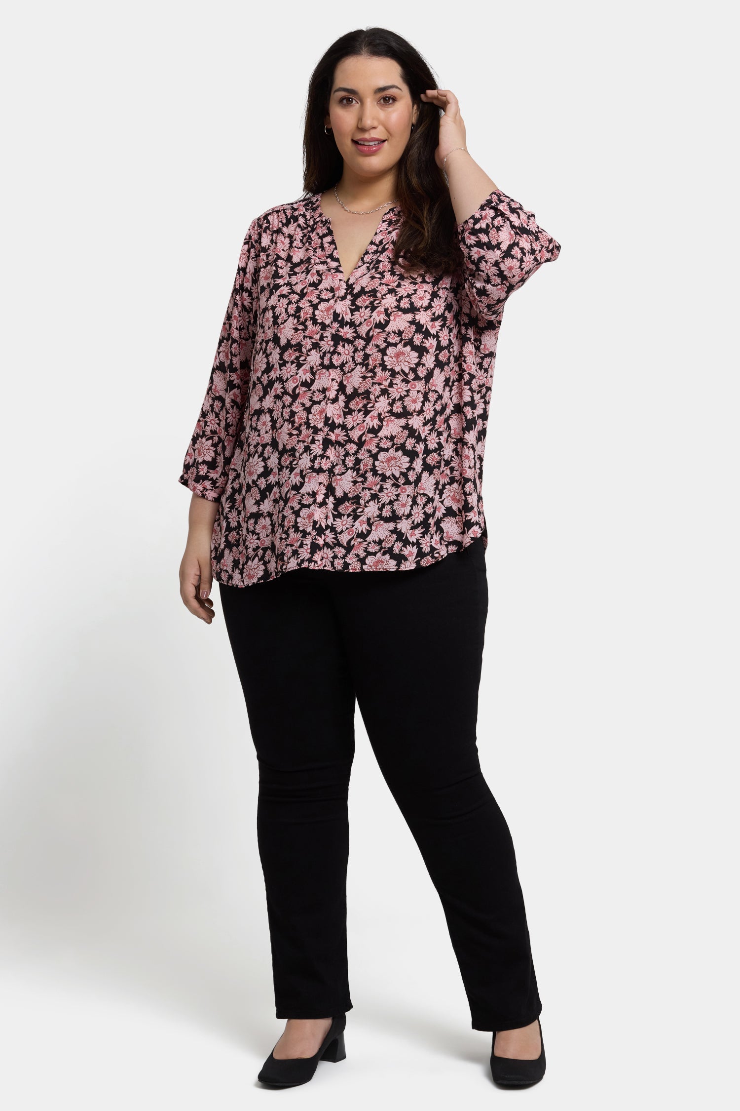 (取寄) エヌワイディージェイ レディース ピンタック ブラウザ NYDJ women Pintuck Blouse Lilla Garden Pintuck Blouse In Plus Size - Lilla Garden Pink | NYDJ