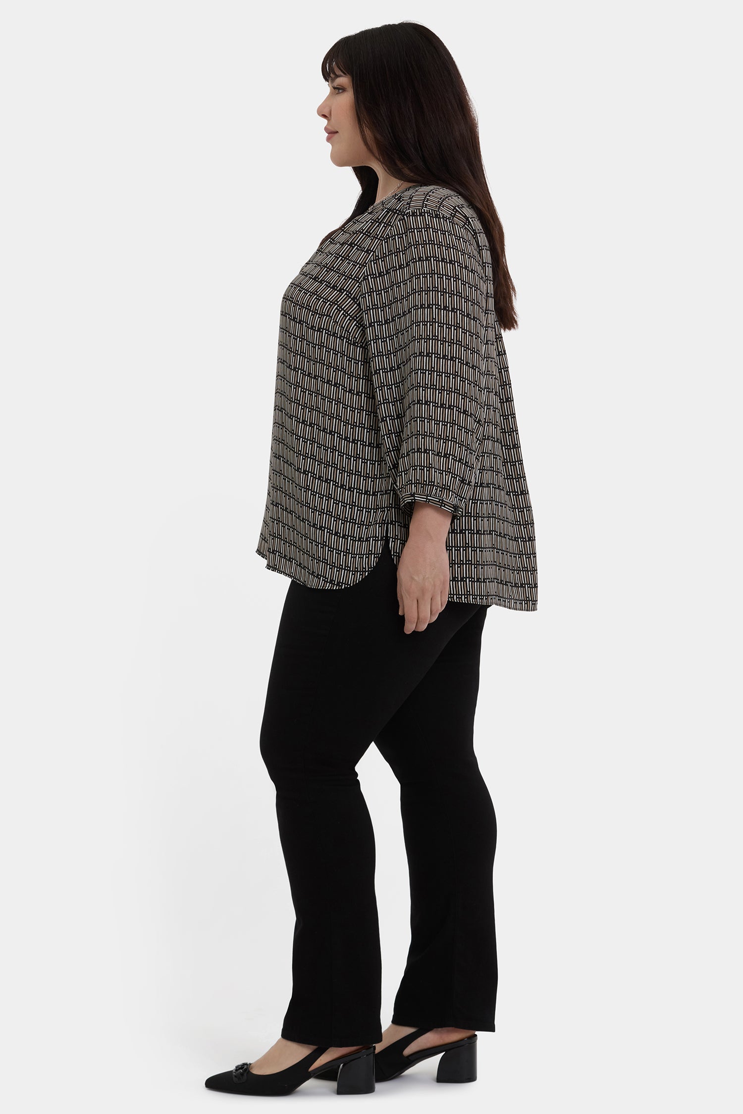 TAN タン　19AW BOILED PINTUCK BLOUSE GRAY Pintuck Blouse In Plus Size - Arrieta Multi | NYDJ