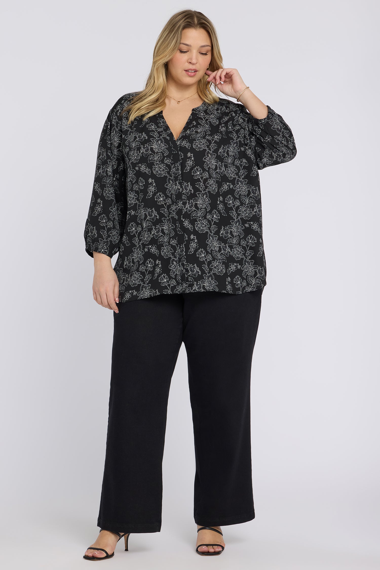 Pintuck Blouse In Plus Size - Floralesque Multi | NYDJ