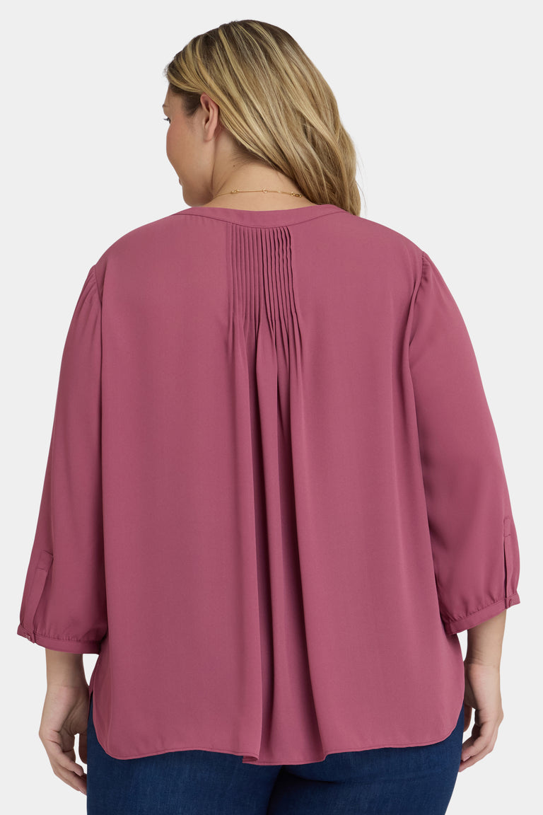 NYDJ Pintuck Blouse In Plus Size  - Vintage Rose