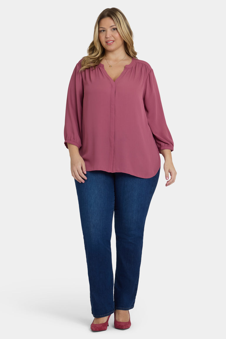 NYDJ Pintuck Blouse In Plus Size  - Vintage Rose