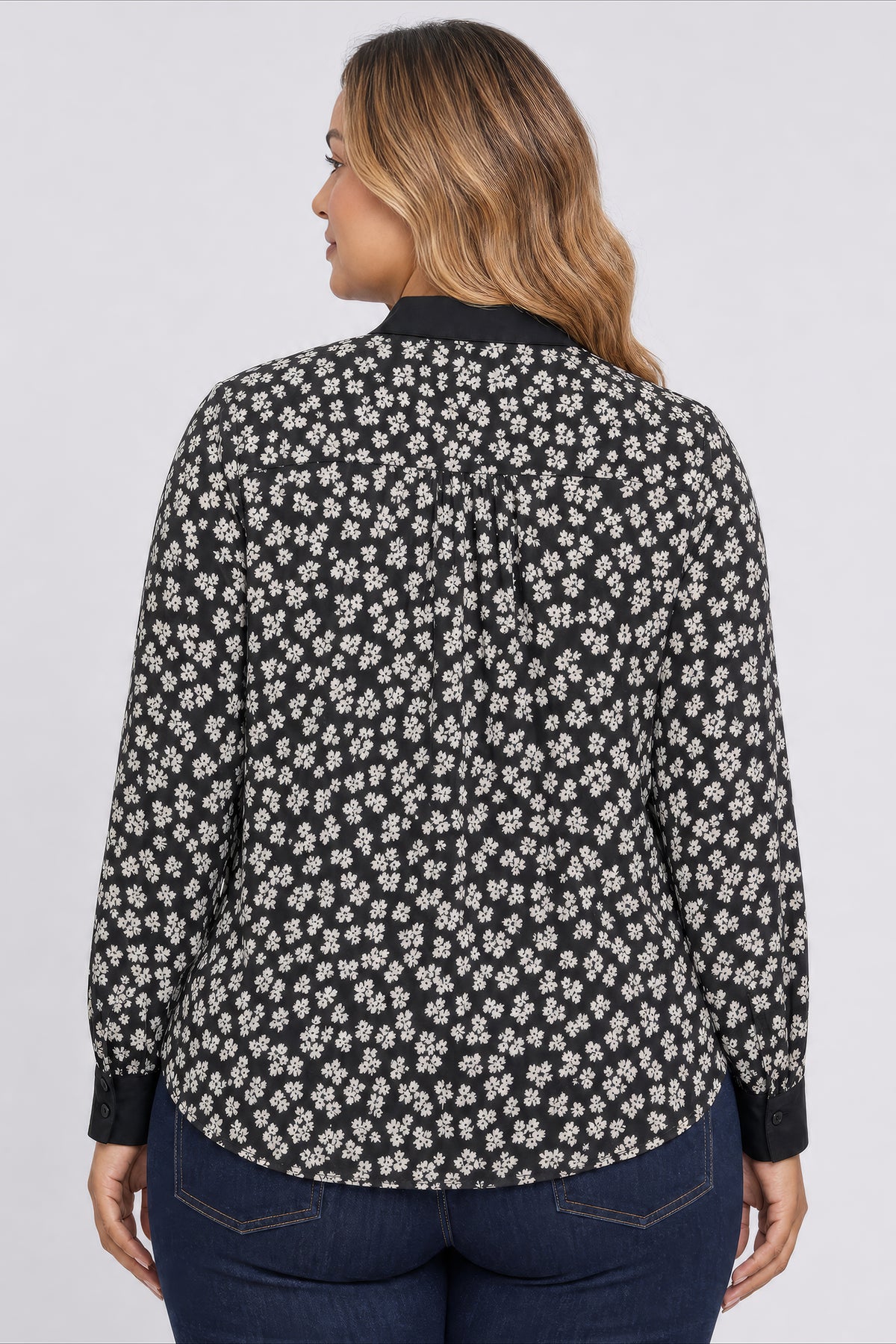 NYDJ Taylor Blouse In Plus Size  - Black Combo