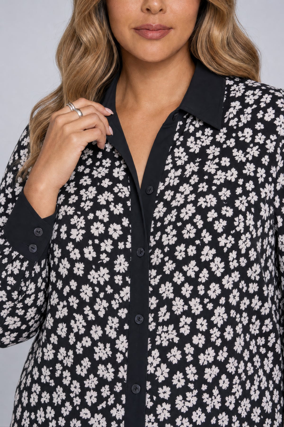 NYDJ Taylor Blouse In Plus Size  - Black Combo