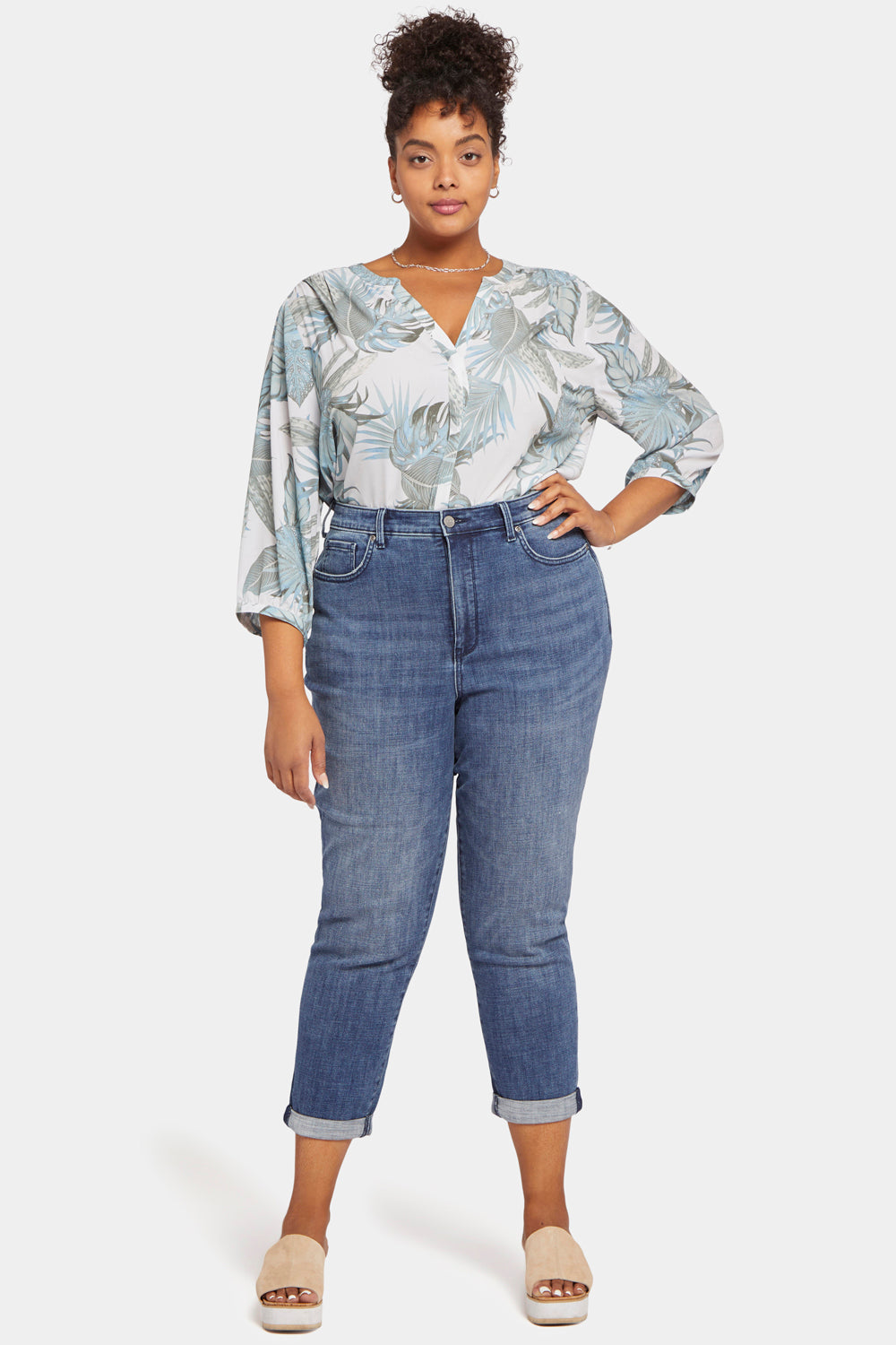 NYDJ Margot Girlfriend Jeans In Plus Size With Roll Cuffs - Caliente