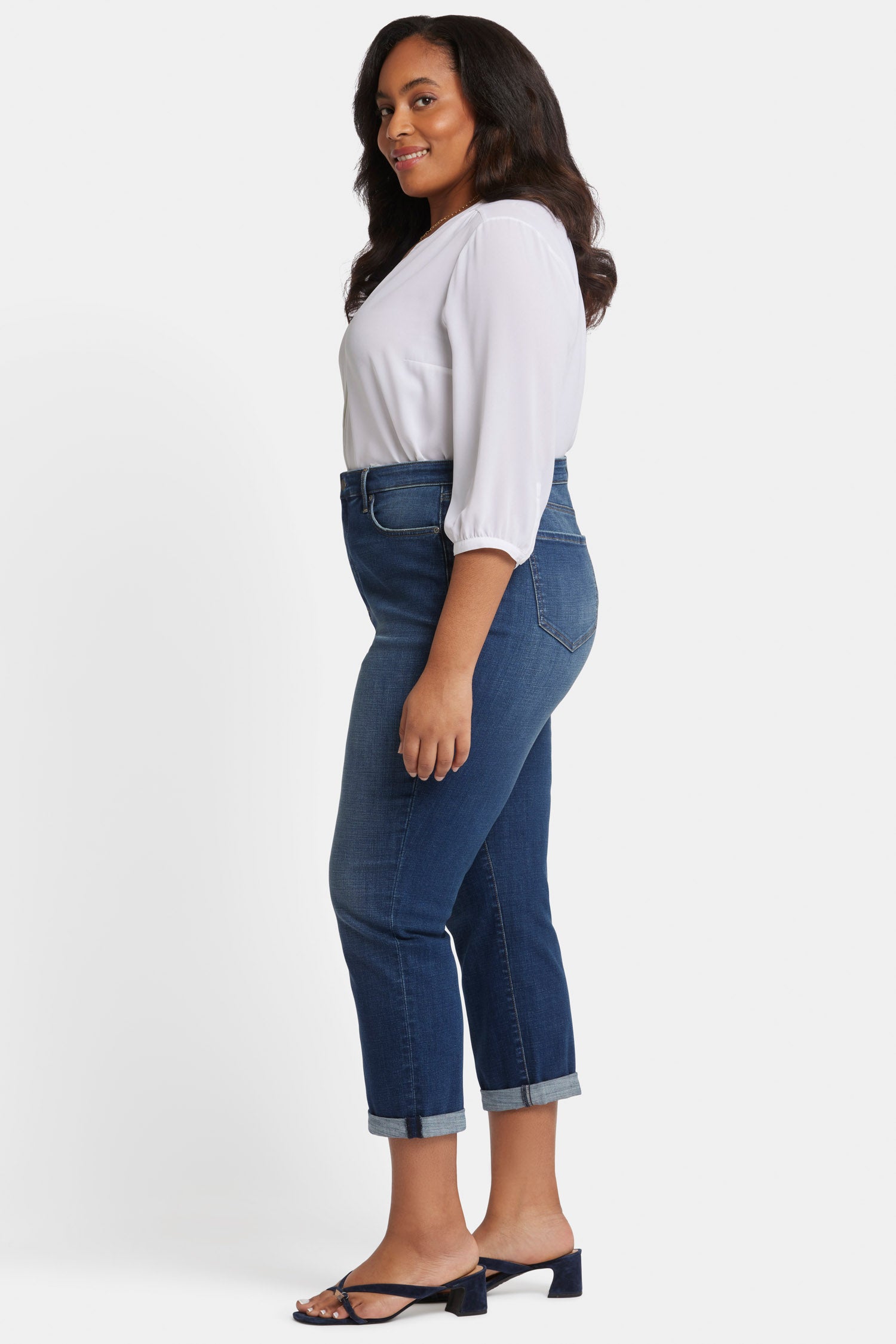 Margot Girlfriend Jeans In Plus Size With Roll Cuffs - Olympus