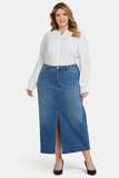 NYDJ High Rise Long Skirt In Plus Size With Center Front Slit - Fairmont