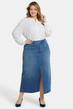 NYDJ High Rise Long Skirt In Plus Size With Center Front Slit - Fairmont