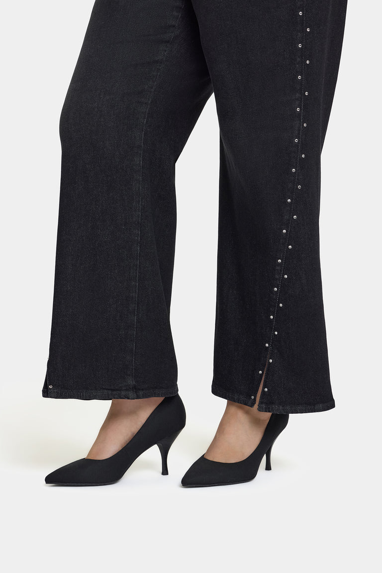NYDJ Teresa Wide Leg Jeans In Plus Size With Rhinestones, Front Slits And 31