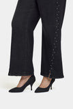 NYDJ Teresa Wide Leg Jeans In Plus Size With Rhinestones, Front Slits And 31" Inseam - French Nightfall