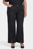 NYDJ Teresa Wide Leg Jeans In Plus Size With Rhinestones, Front Slits And 31" Inseam - French Nightfall