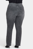 NYDJ Marilyn Straight Jeans In Plus Size With High Rise And 31" Inseam - Grey Daniela Ditsy
