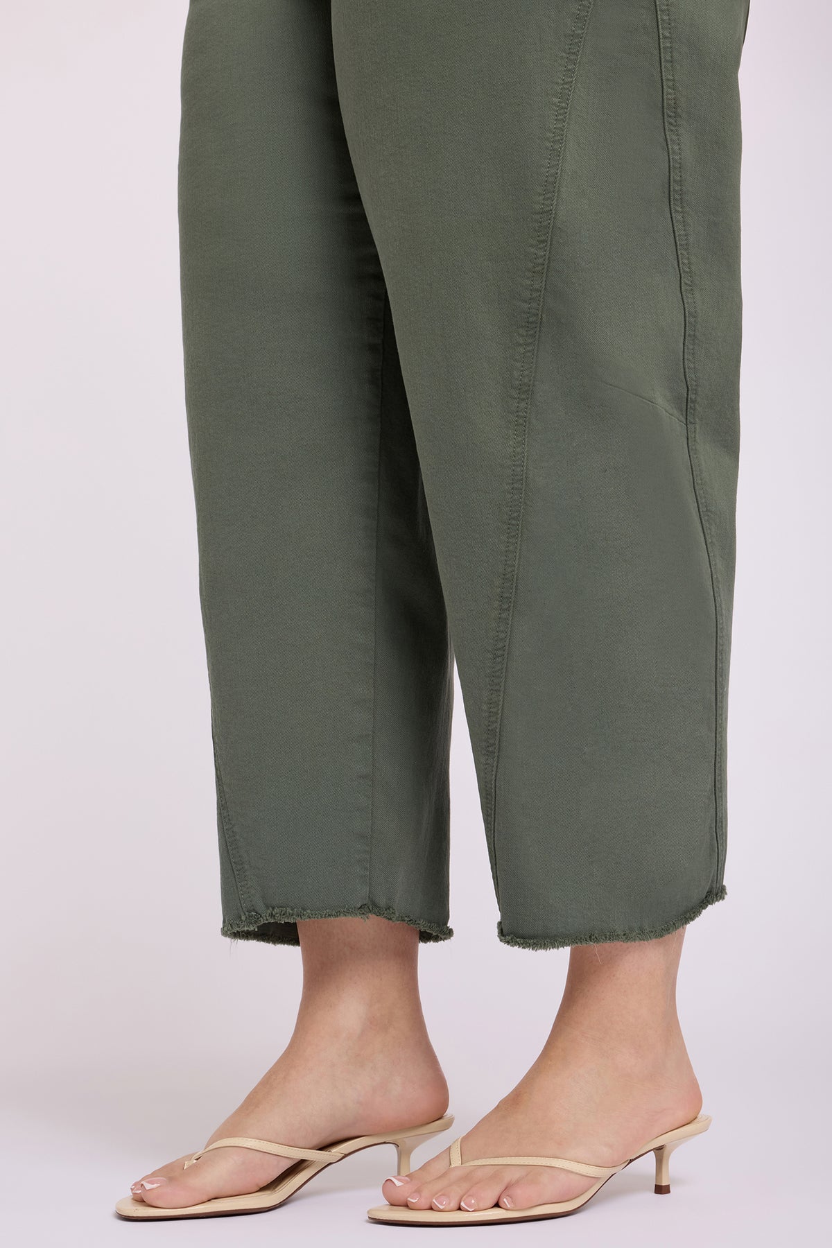 NYDJ Alyssa Relaxed Crop Jeans In Plus Size With Side Panels And Frayed Hems - Desert Green
