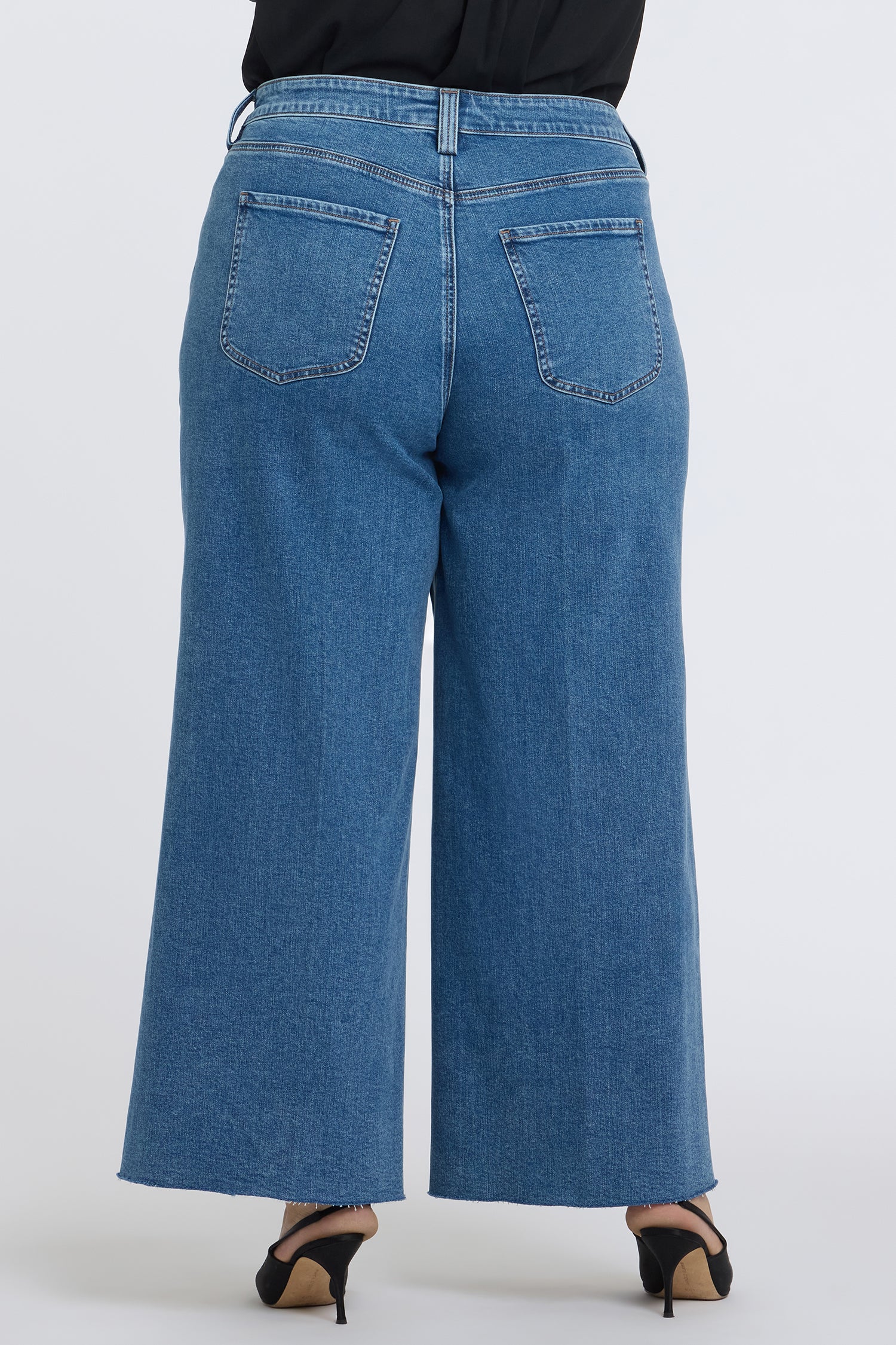 NYDJ Simone Wide Leg Jeans In Plus Size With High Rise, Utility Detail And Raw Hems - Salton