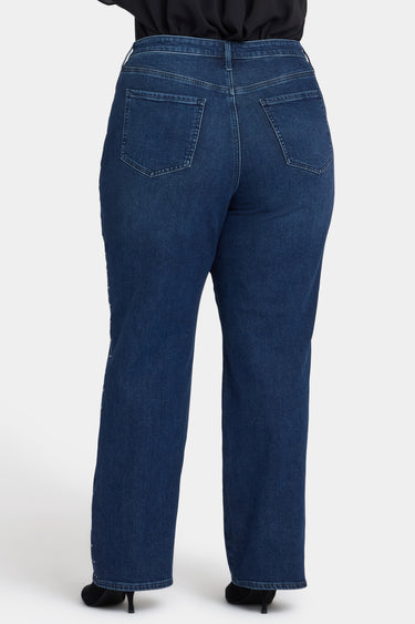 NYDJ Brooke Loose Straight Jeans In Plus Size With Rhinestones - Louvre Sapphire