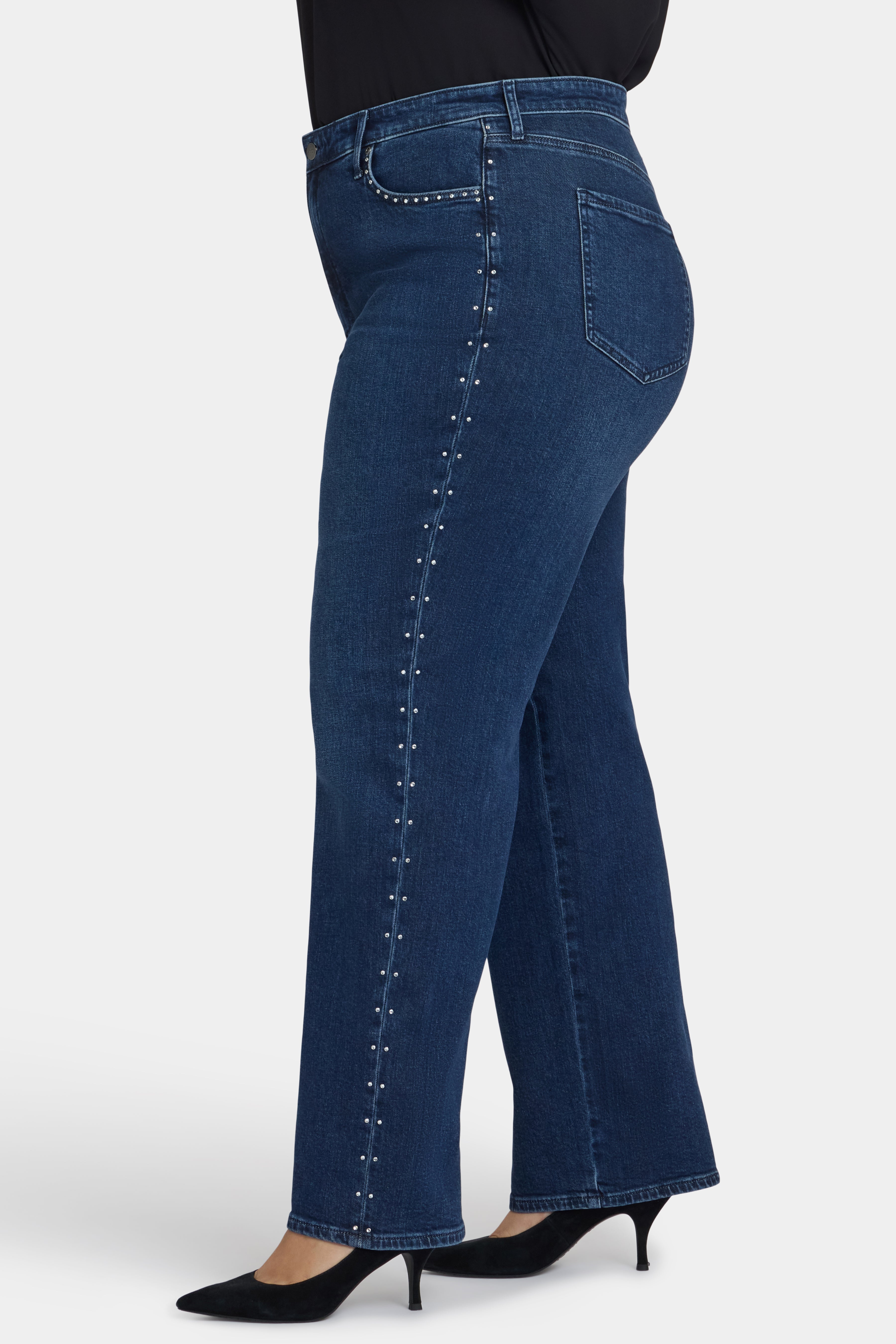 Brooke Loose Straight Jeans In Plus Size With Rhinestones - Louvre