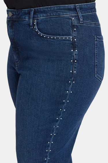 NYDJ Brooke Loose Straight Jeans In Plus Size With Rhinestones - Louvre Sapphire