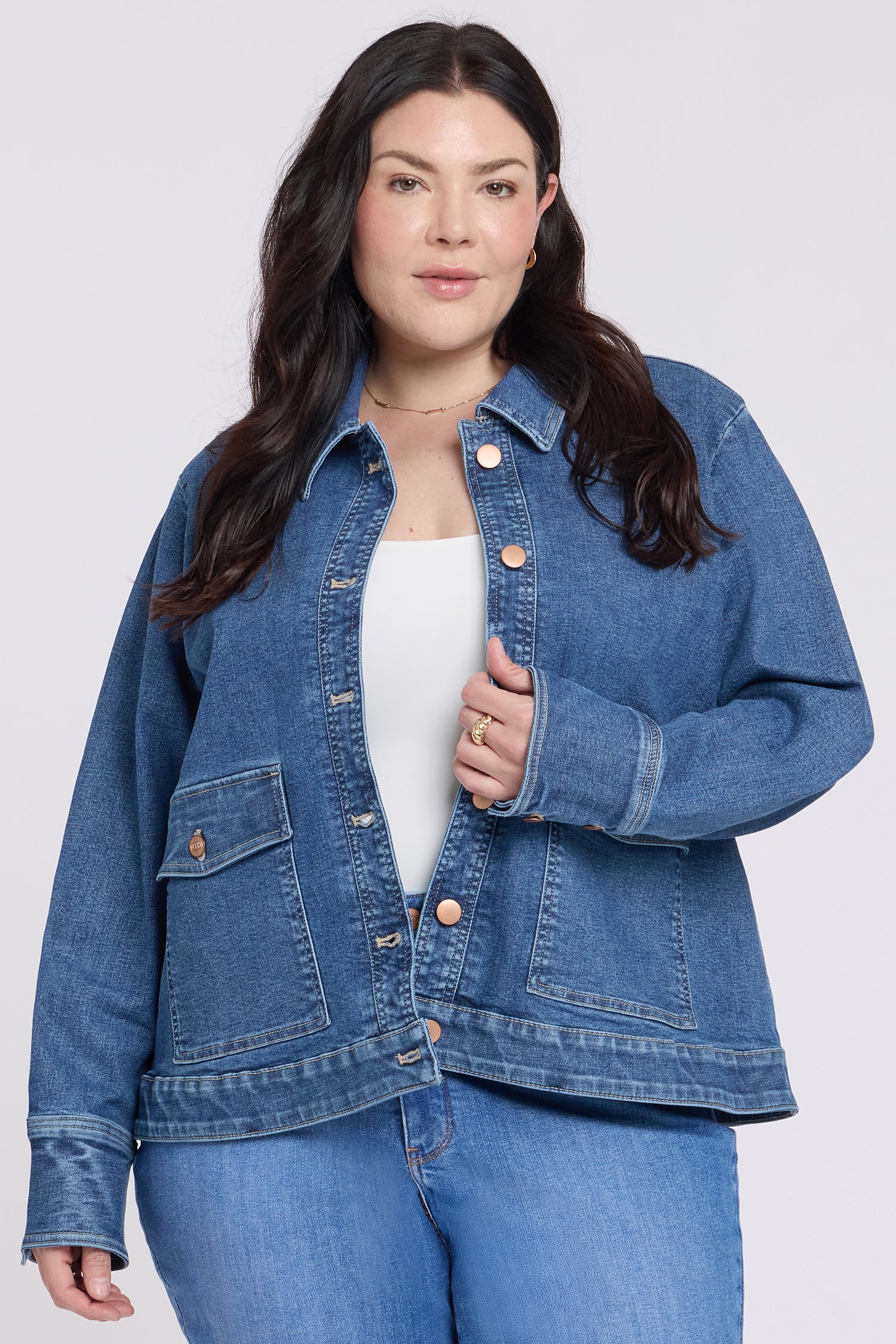 Denim Jacket In Plus Size With Oversize Pockets - Salton Blue | NYDJ