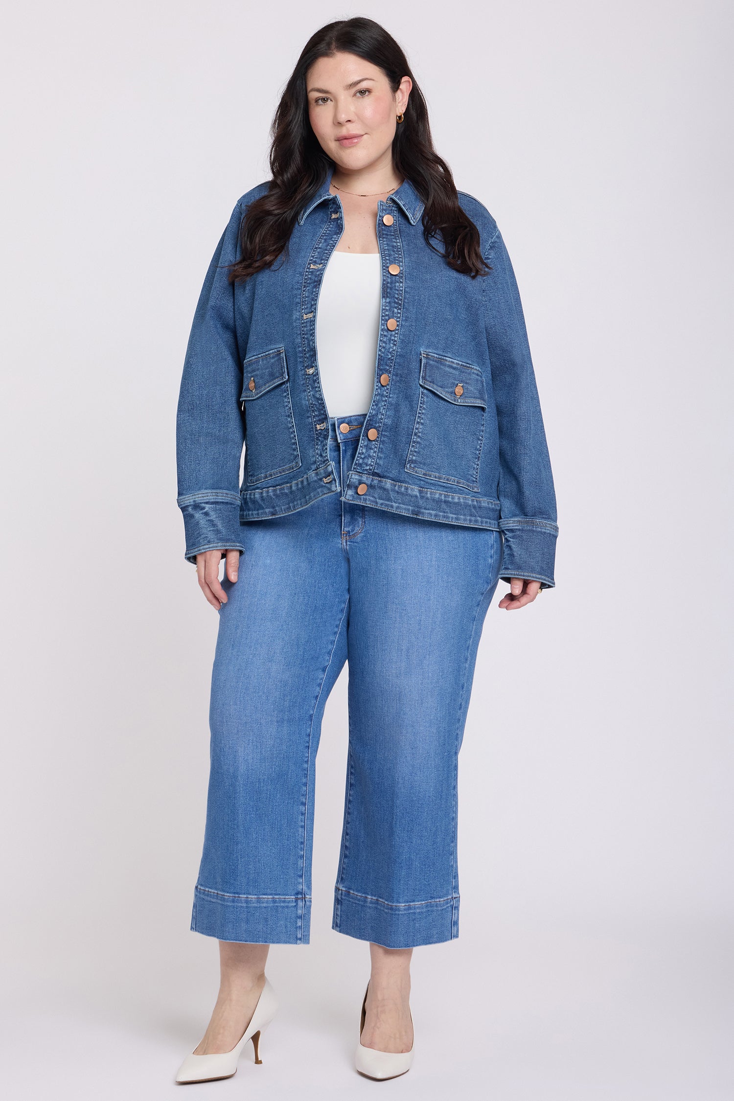 Denim Jacket In Plus Size With Oversize Pockets - Salton Blue | NYDJ