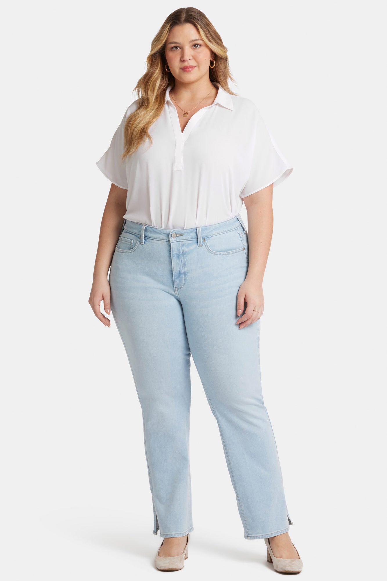 NYDJ Barbara Bootcut Jeans In Plus Size With Side Slits - Oceanfront