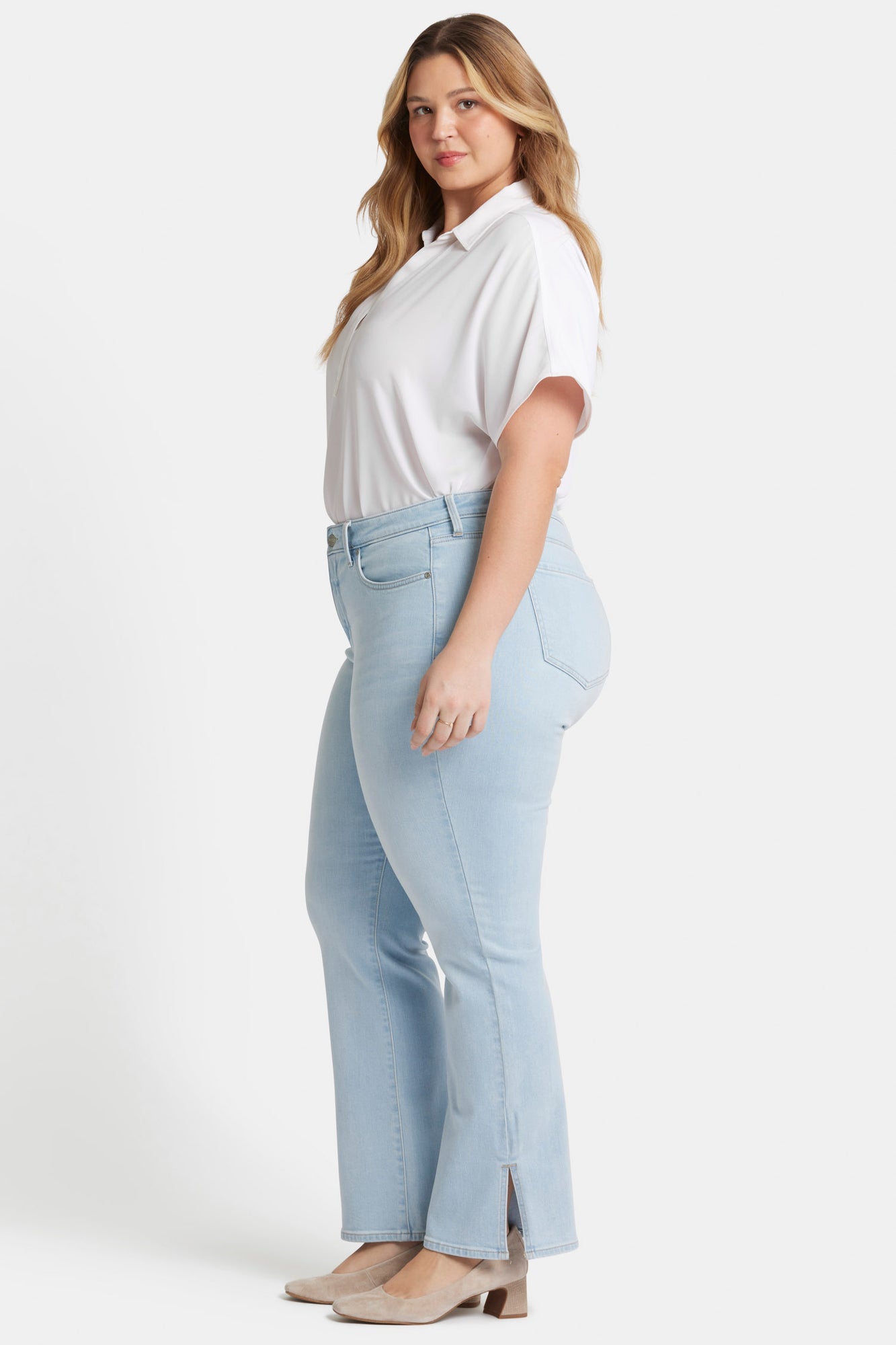 NYDJ Barbara Bootcut Jeans In Plus Size With Side Slits - Oceanfront