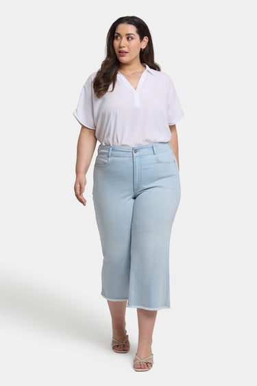 NYDJ Brigitte Wide Leg Capri Jeans In Plus Size With High Rise And Frayed Hems - Clear Waters