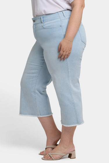 NYDJ Brigitte Wide Leg Capri Jeans In Plus Size With High Rise And Frayed Hems - Clear Waters