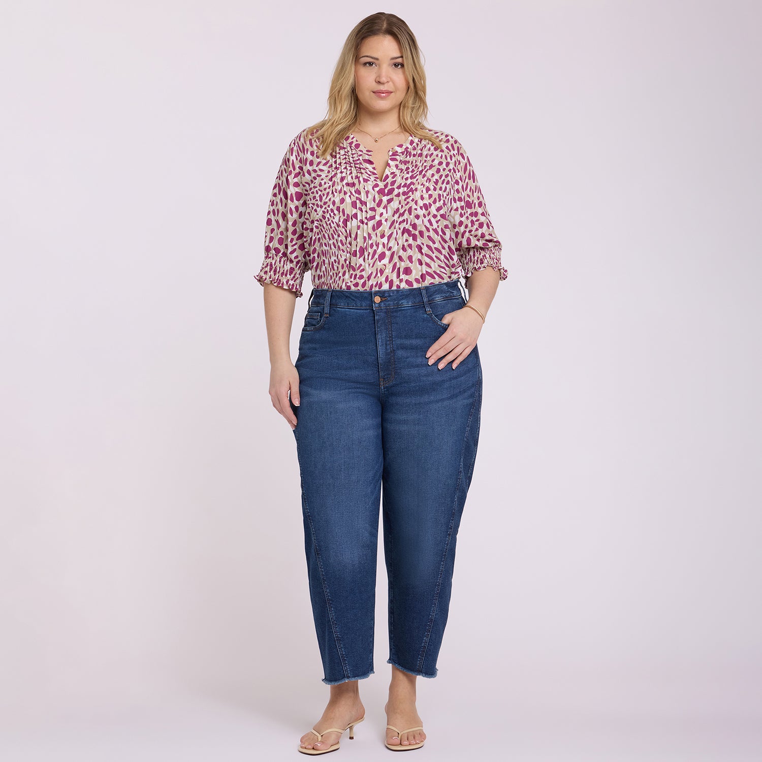 Alyssa Relaxed Crop Jeans In Plus Size With Side Panels And Frayed