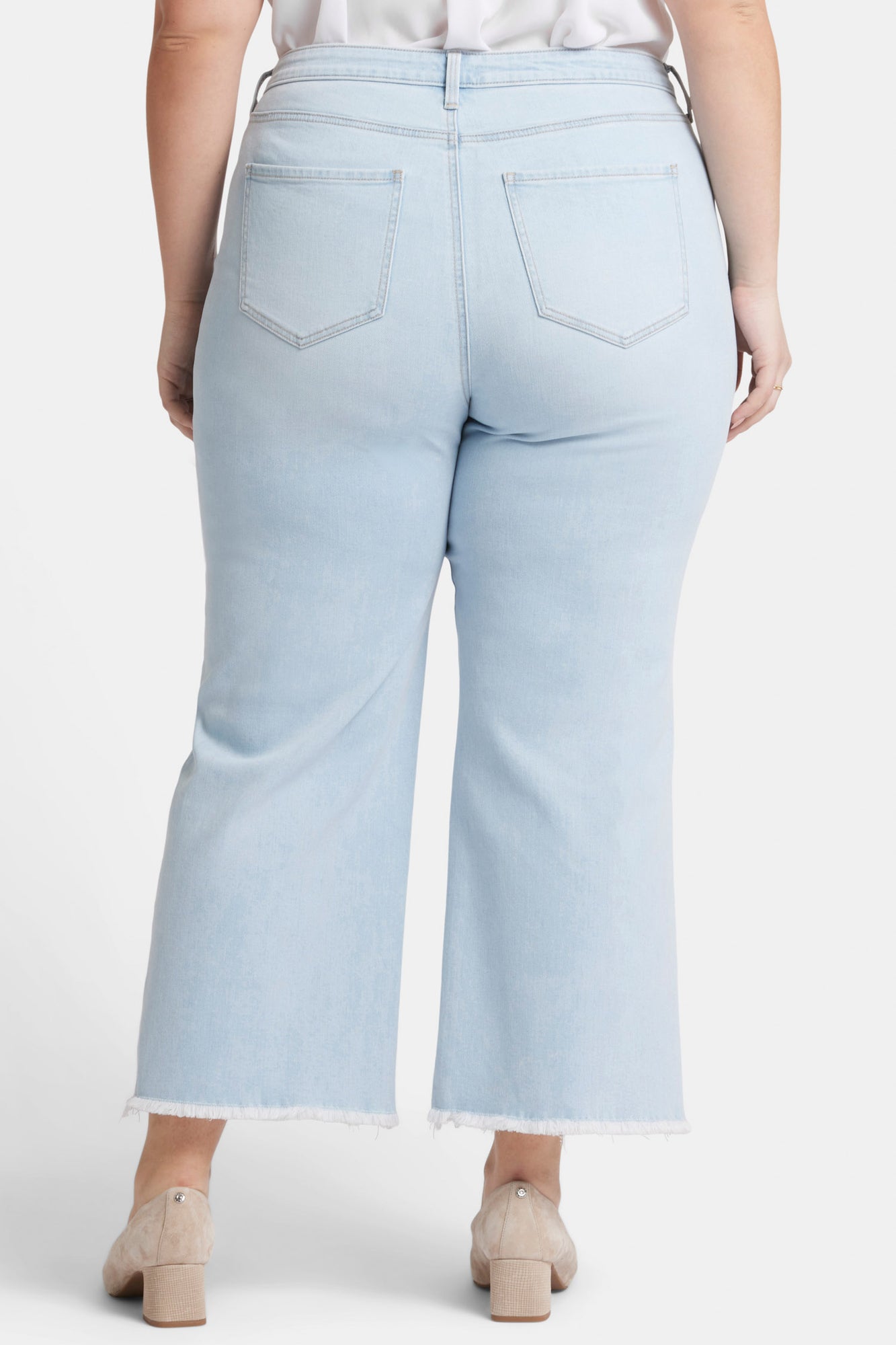 NYDJ Teresa Wide Leg Ankle Jeans In Plus Size With High Rise And Frayed Hems - Oceanfront