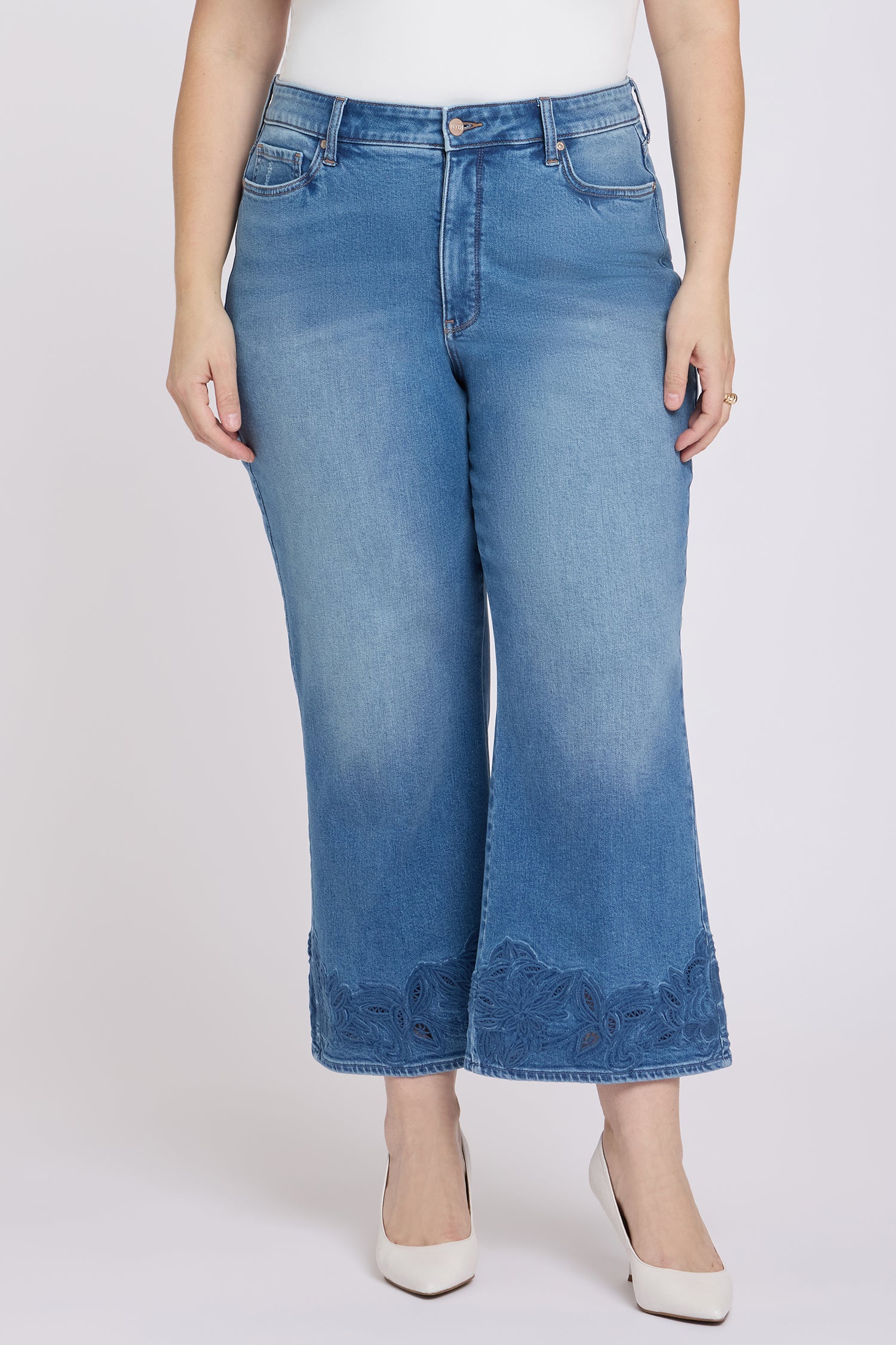 Teresa Wide Leg Ankle Jeans In Plus Size With High Rise And