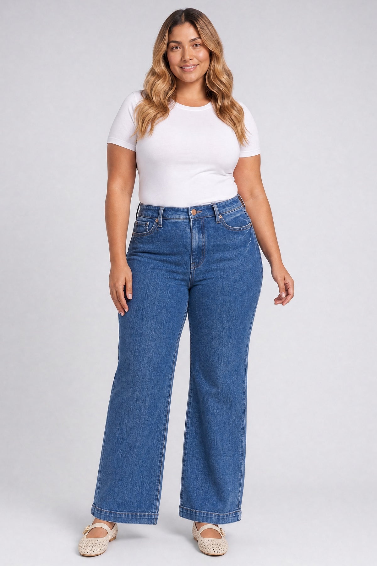 NYDJ Teresa Wide Leg Jeans In Plus Size With High Rise And Trouser Hems - Burnet