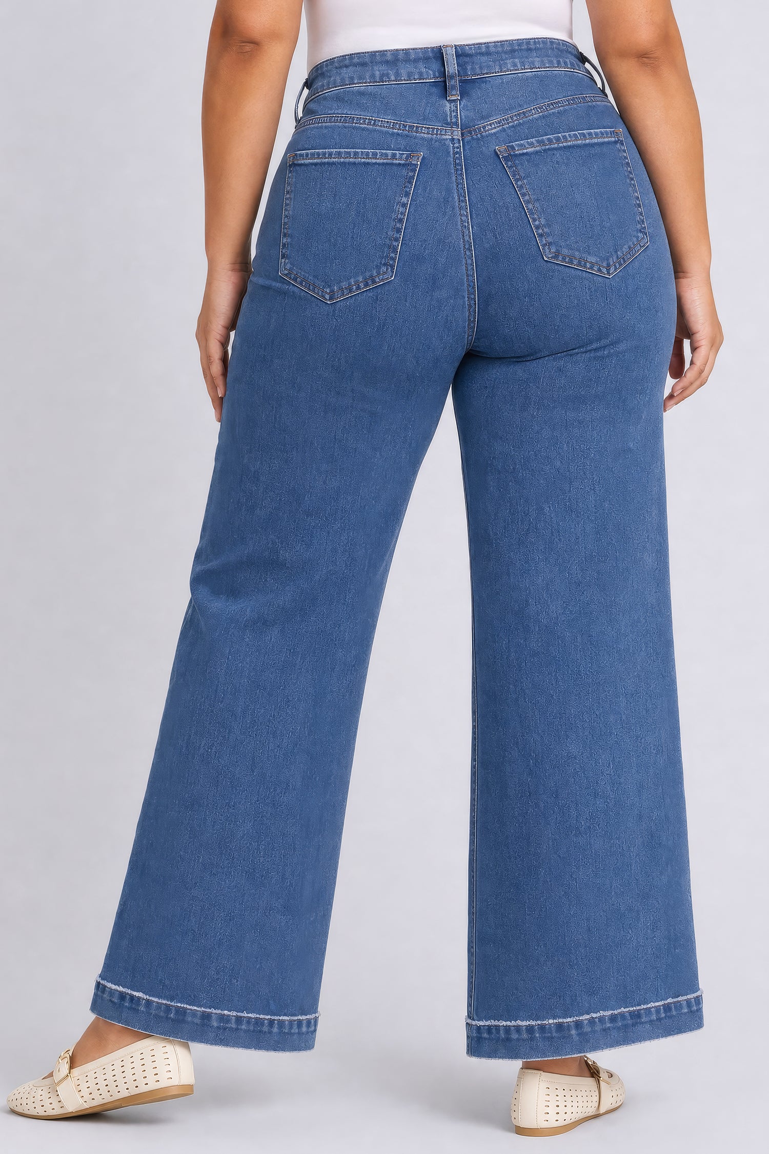 NYDJ Teresa Wide Leg Jeans In Plus Size With High Rise And Trouser Hems - Burnet